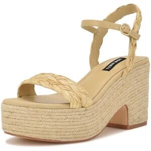 Nine West Women Rivva Ankle Strap Espadrille Platform Sandals US 10M Natural